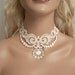 Lotus ivory lace choker with crystals