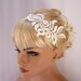 Delphinium lace headband ivory