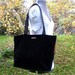 Fabric Tote Bag, Slate Blue Velvet, Large Fabric Shoulder Bag, Black Velvet, Yellow, Womens,  Front Pocket, Zippered, Patchwork