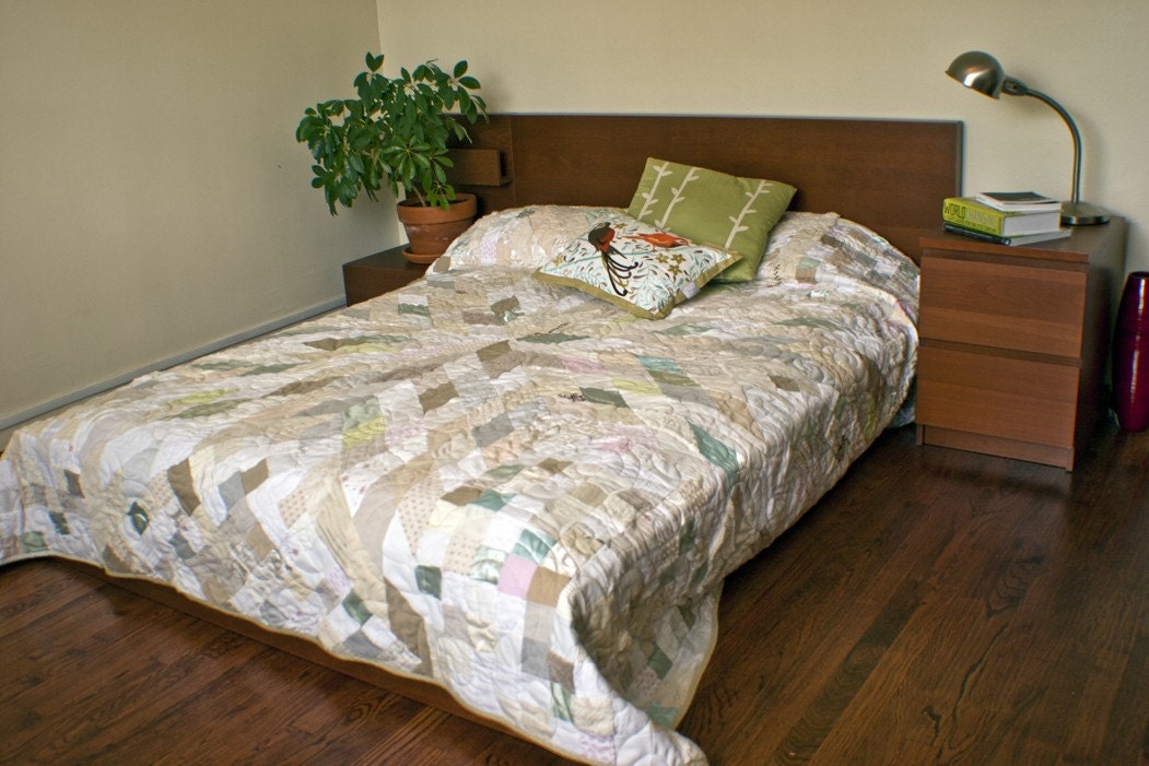Quilt made from recycled materials.