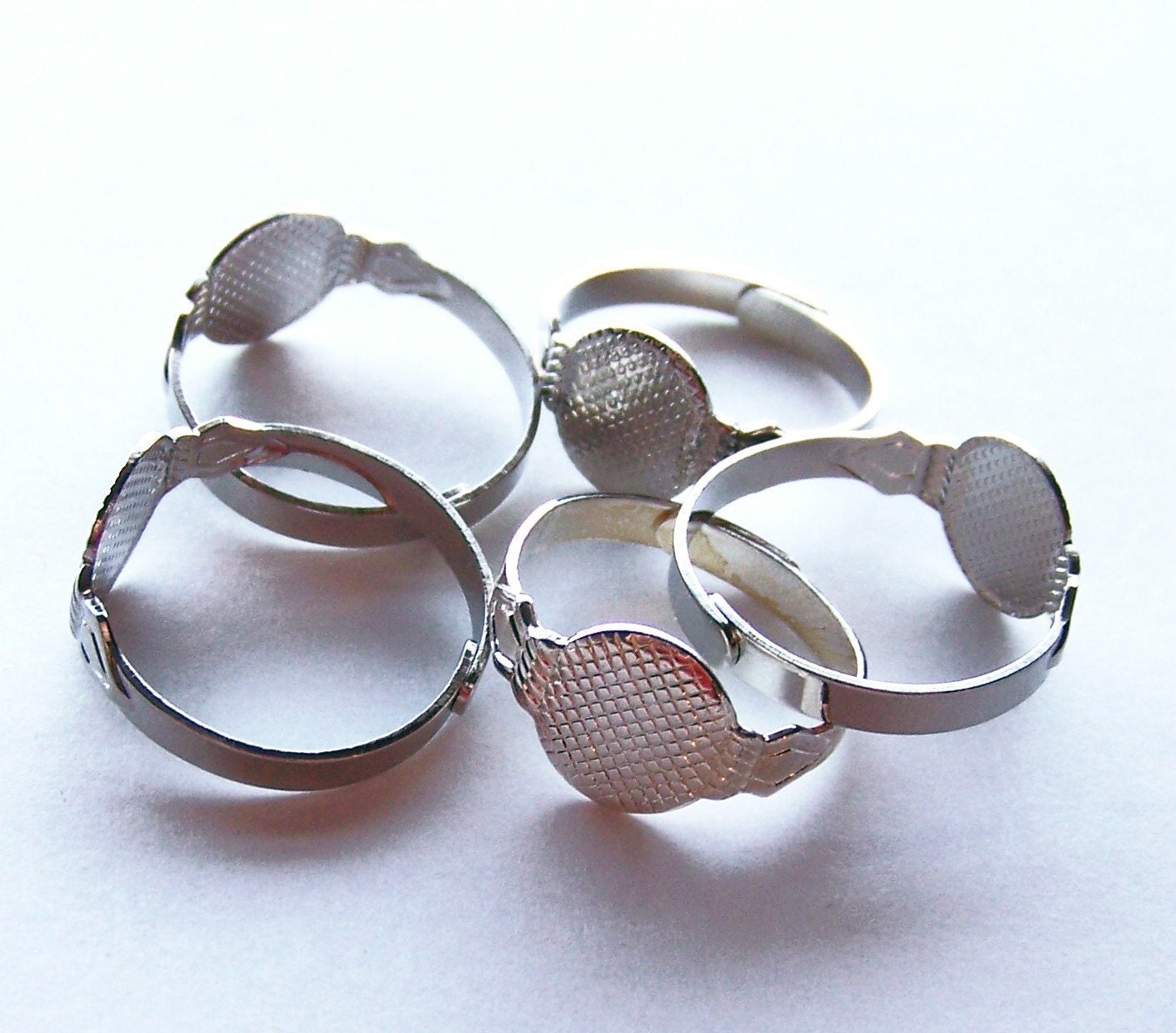 20 Adjustable Ring Blanks Silver