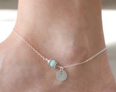 Initial anklet-sterling silver initial charm anklet