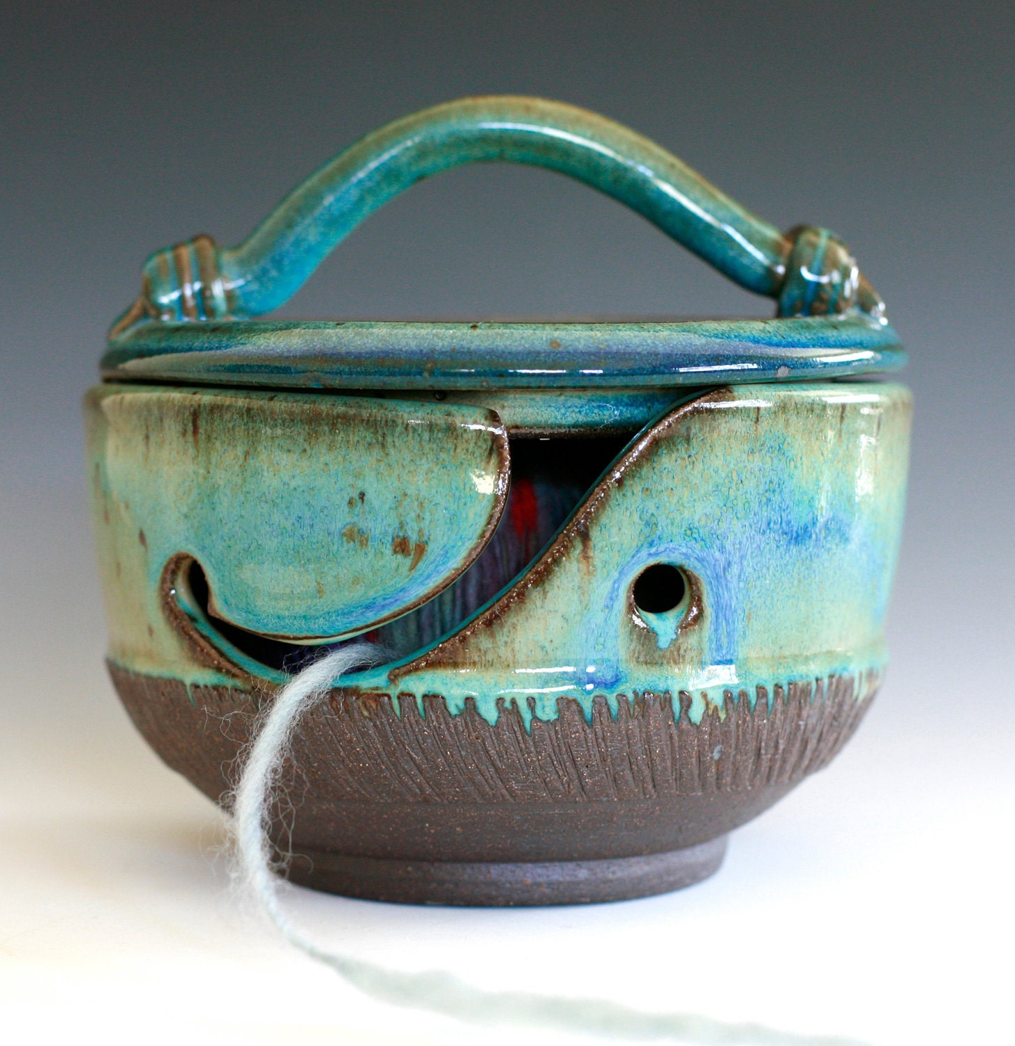 Kitty-Proof Yarn Bowl -- handmade ceramic yarn bowl, In stock Ready to Ship