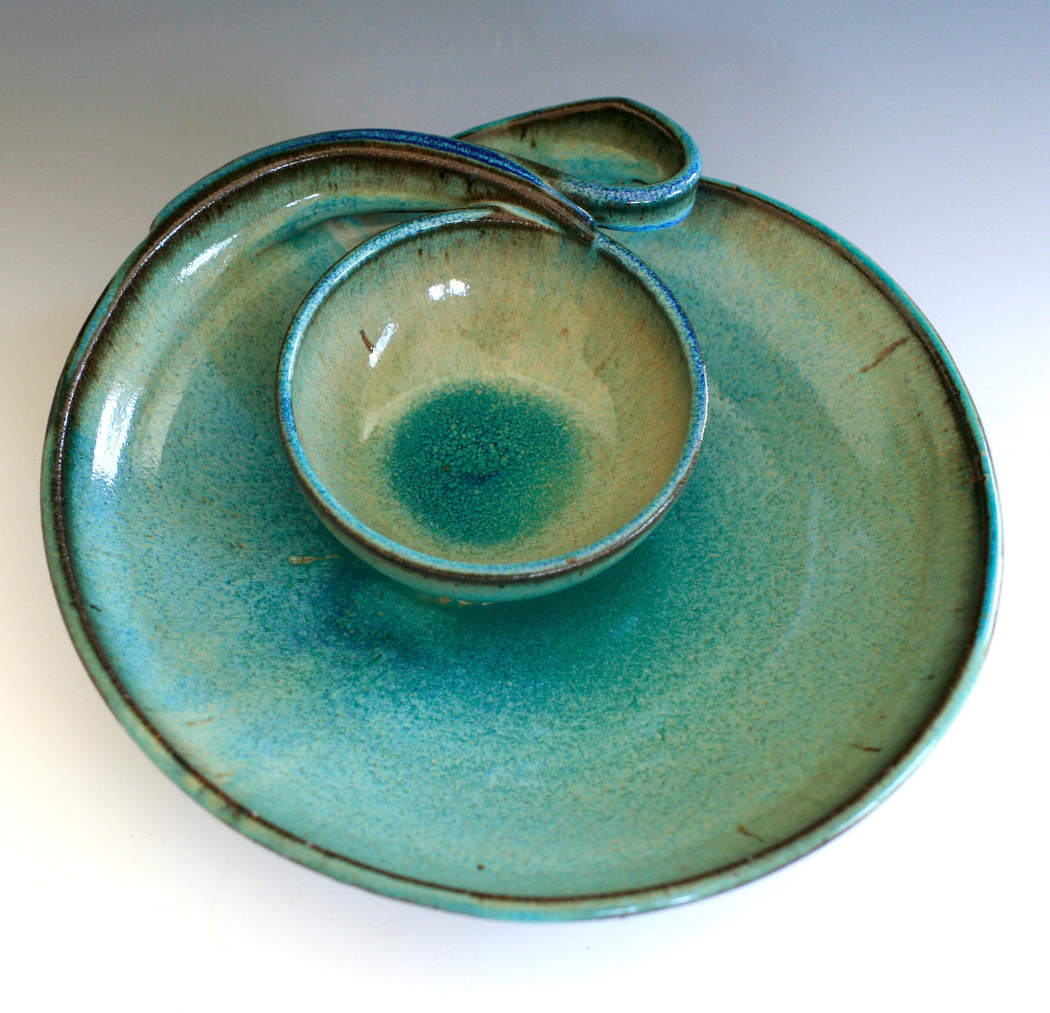 Chip and Dip, handmade ceramic dish, ceramics and pottery