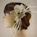 Bridal Feather Fascinator, Bridal Fascinator, Feather Fascinator, Fascinator, Hair Clip, Wedding Veil, Bridal Veil