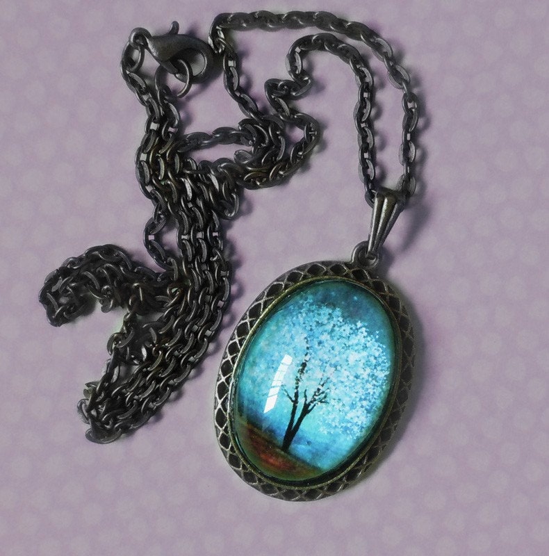 Sapphire Wind -- Wearable Art Cameo Necklace