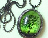 Emerald Bewitched -- Wearable Art tree Locket-Valentine's Gift