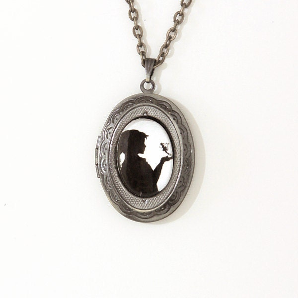Tinker Bell and Wendy-- Silhouette Small Wearable Art Locket