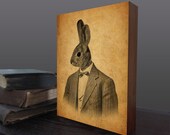 Rabbit in a Suit Portrait - Wood Block Print