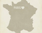 I Love Paris Wood Block Art Print - France City  Heart