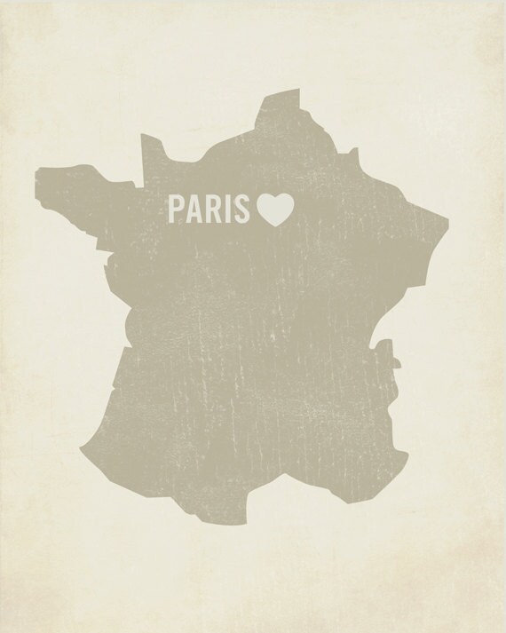 I Love Paris Wood Block Art Print - France City  Heart