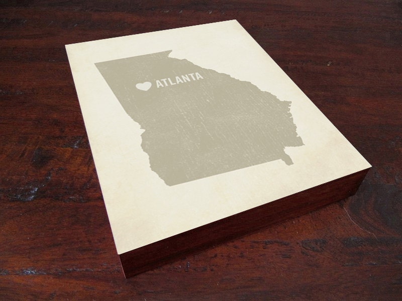 I Love Atlanta Georgia - Wood Block Art Print
