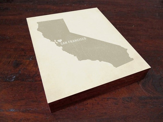 I Love San Francisco 8x10 Wood Block Art Print - California City State Heart