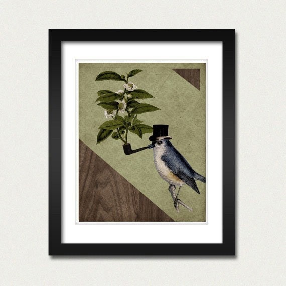 A Bird and His Pipe 8x10 Art Print
