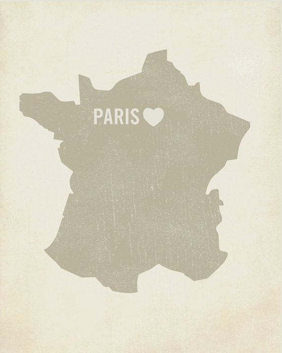 I Love Paris Wood Block Art Print - France City  Heart