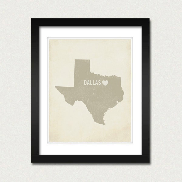 I Love Dallas 8x10 Art Print - Texas City Heart