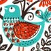 Birds in a Tree - handprinted silk screen