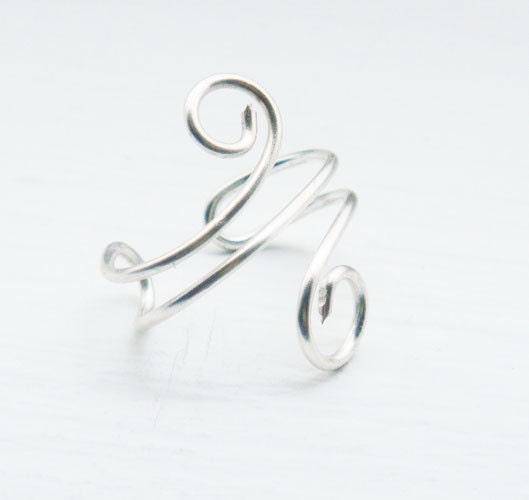 Ear Cuff Silver Ear Wrap Swirl Small