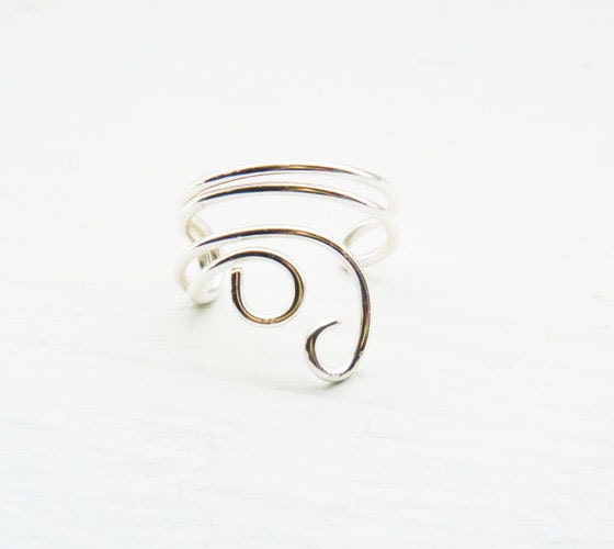 Ear Cuff Silver Ear Wrap Earcuff Swirl Small