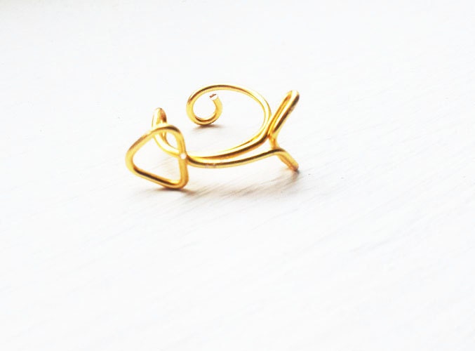 Ear Cuff Gold Arrow Hunger Games Inspired Ear Wrap Stud Cartilage