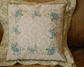 Shabby Chic pillow with soft blue hankie