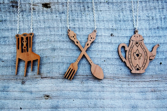 SALE // Fork Spoon Cherrywood Necklace