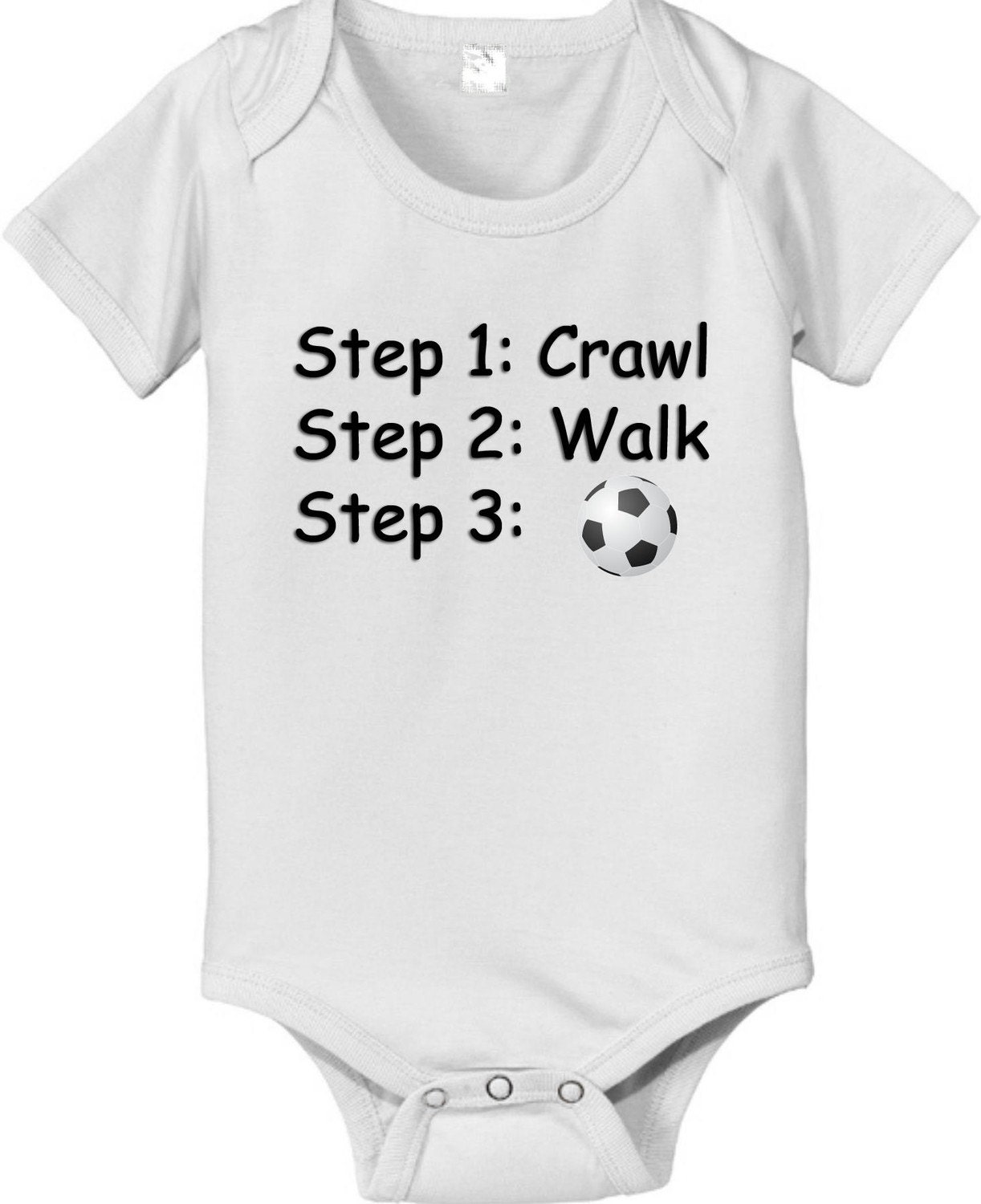 Crawl walk SOCCER future steps sports baby infant bodysuit