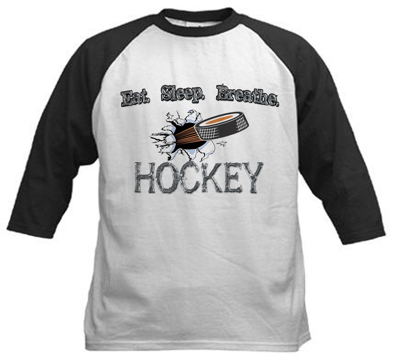 EAT sleep play hockey sports adult raglan t-shirt