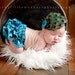 Ruffled Peacock diaper cover- bloomer matching elastic headband feather fascinator rosette and swarovsky crystals