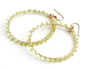 Peridot and Gold Hoop Earrings