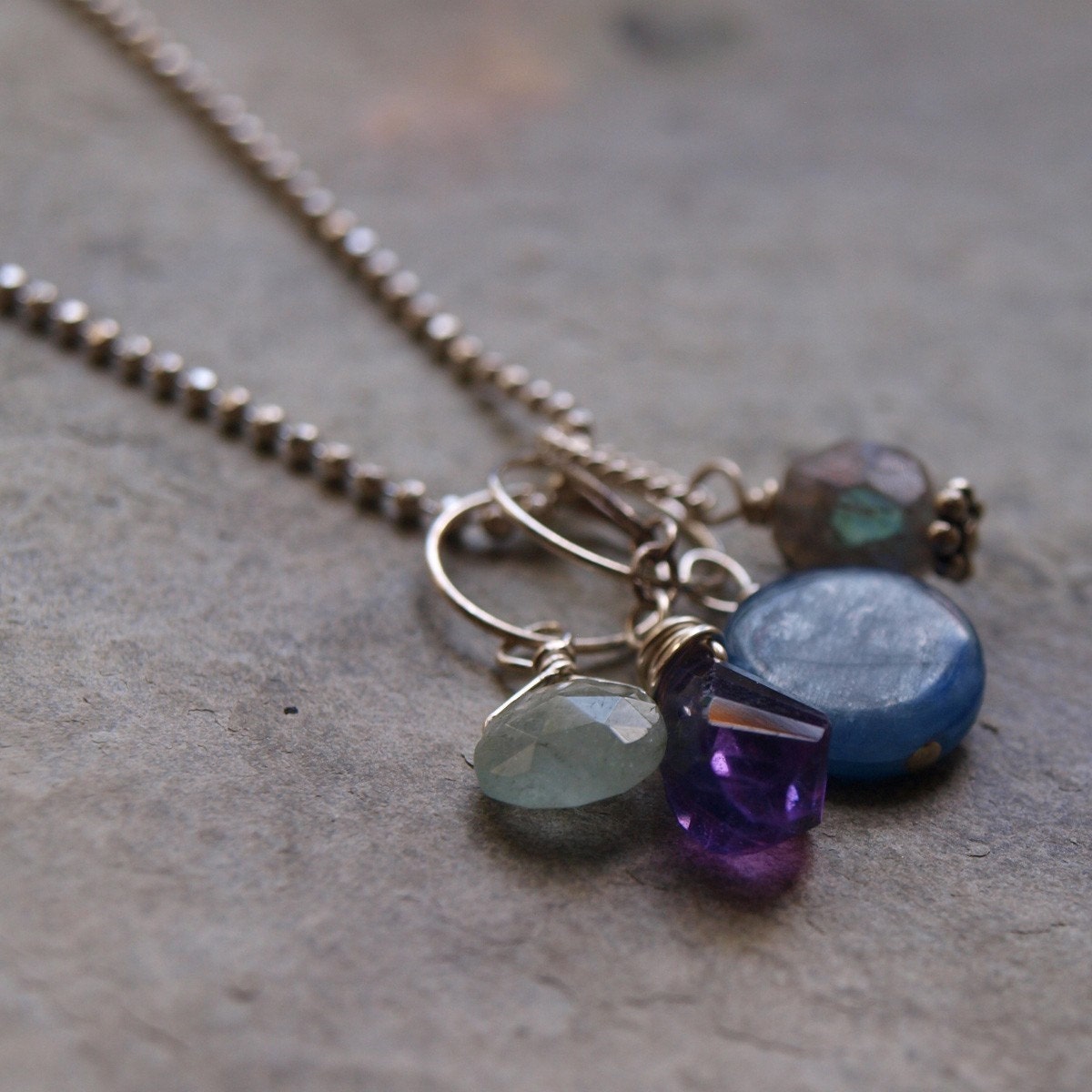 Aquamarine Faceted Briolette Charm Pendant- Create Your Own Charm Necklace