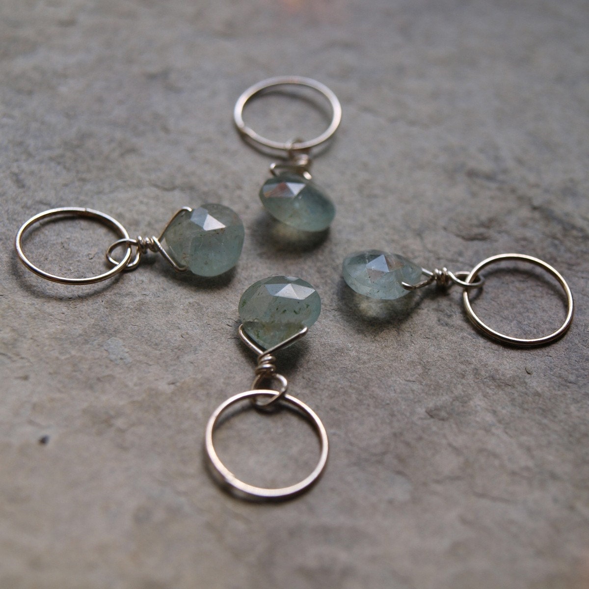 Aquamarine Faceted Briolette Charm Pendant- Create Your Own Charm Necklace