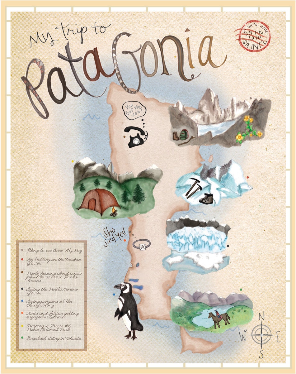 Custom Map of Your Vacation 11x14