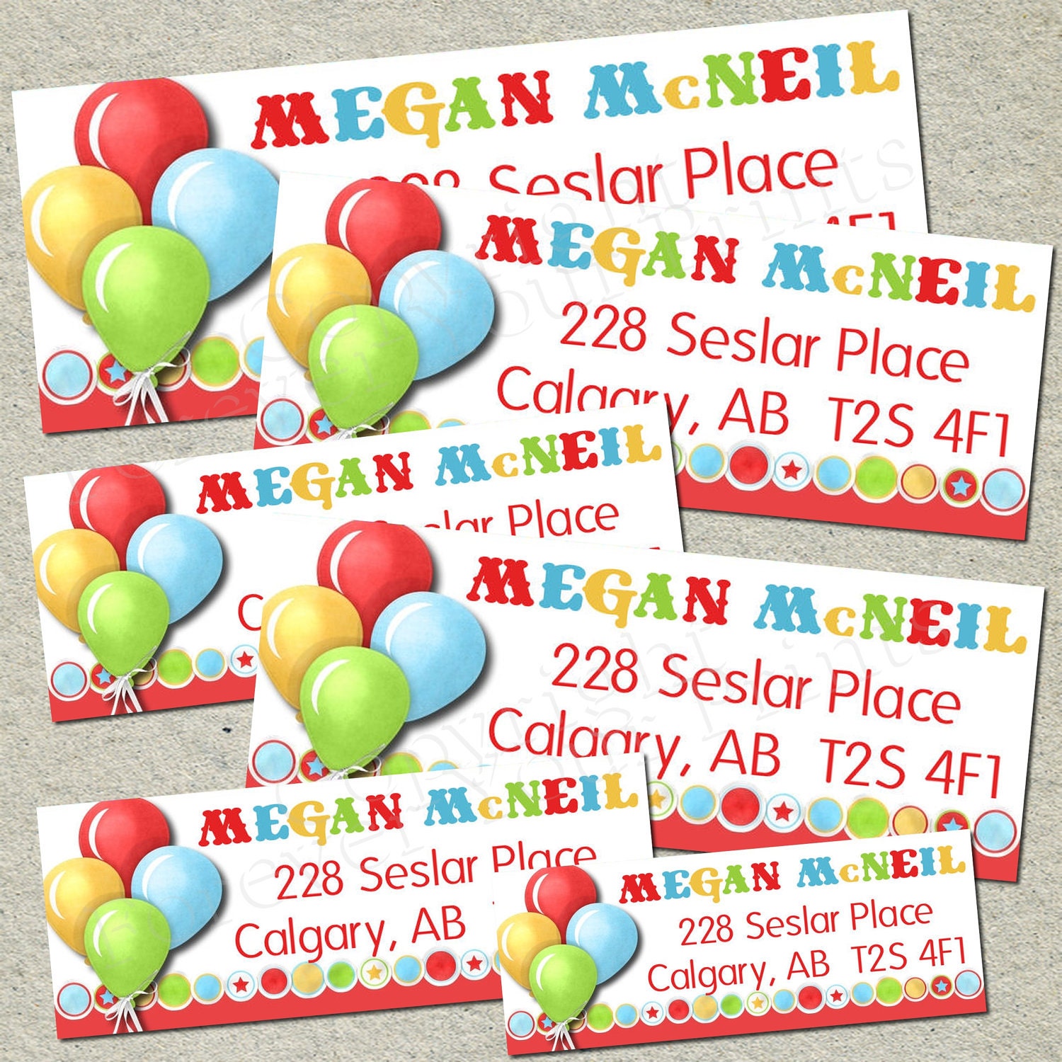 Circus Carnival Return Address Labels - DIY - Printable PDF File Il_570xn