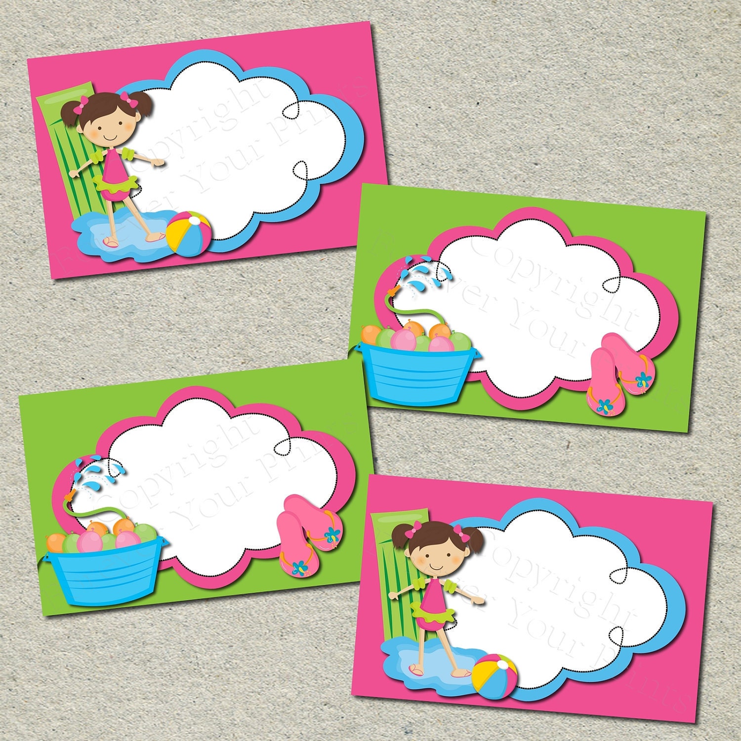 Pool Party Buffet Table Labels - INSTANT DOWNLOAD Il_570xn