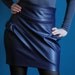 tulip skirt royal blue fake leather