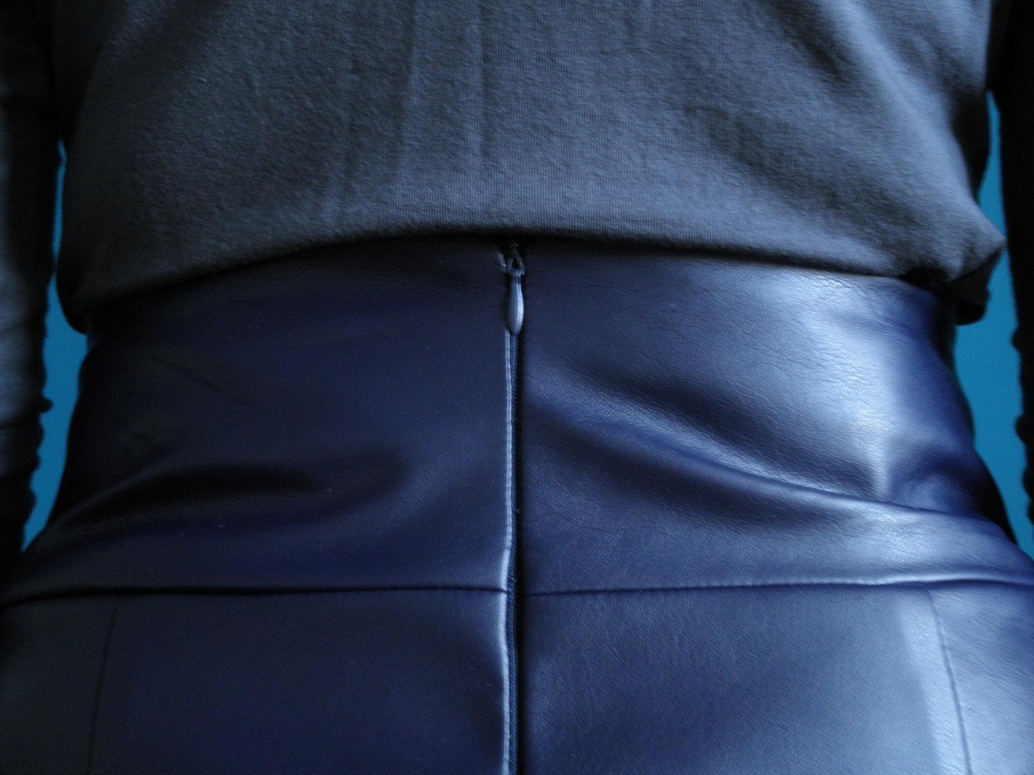 tulip skirt royal blue fake leather