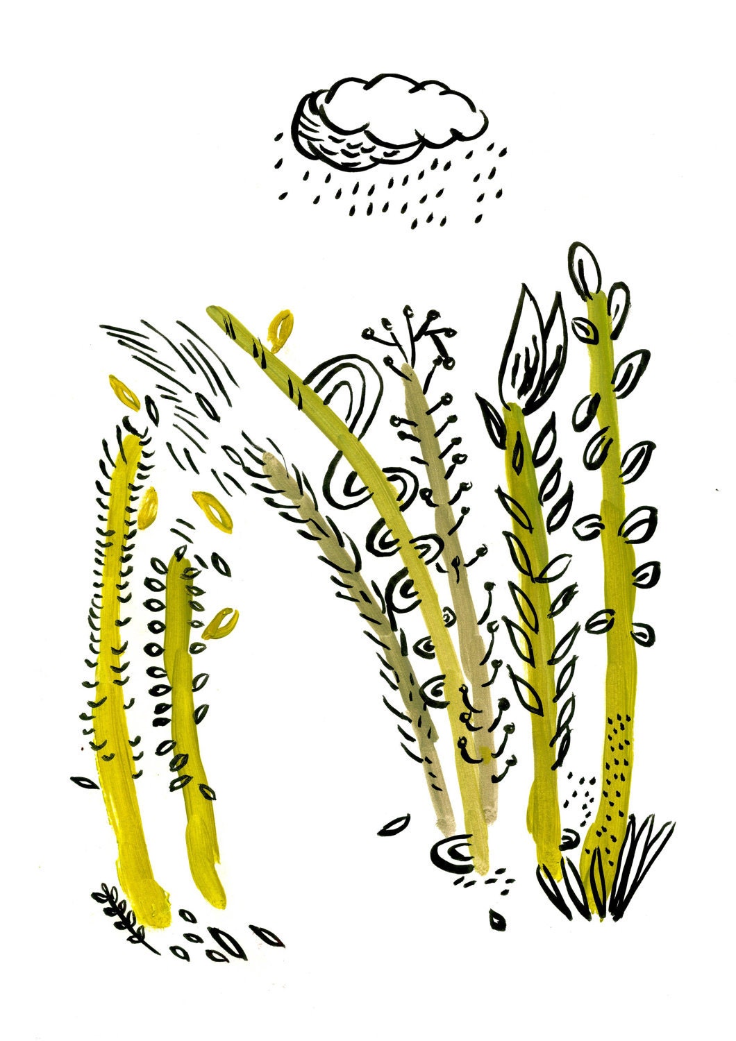 Green Flowers - Print
