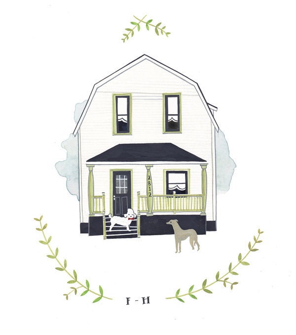 RESERVED for LINDSAY HILLEARY: Custom Illustrated House Portrait