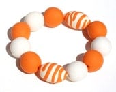 Gameday Bracelet w/ Orange and White Oversized Beads FREE SHIPPING