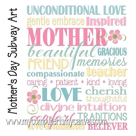 Mother's Day Subway Art - Printable INSTANT DOWNLOAD