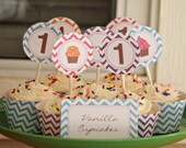 Cupcake Toppers/Tags - Chevron Cupcake - DIY Printable