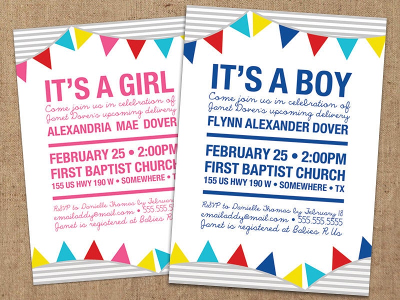 Invitations - Bunting / Pennant - DIY Printable
