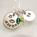 Hand Stamped  Sports Necklace - Personalized  Mother's Sterling Silver Football  Pendant - Name Your Sports Star and Team Number- colors