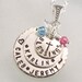 Hand Stamped Mother's Blessings Necklace with Cross - Family  Name Pendant - Three Sterling Silver Layered Discs for Mommy