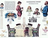 Vintage 1895 Thanksgiving Paper Dolls-Turkey Dinner Boston Globe