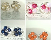 Customize Your Own Pair of Petite Wire Wrapped Stud Earrings / Post Earrings - custom color combination earrings