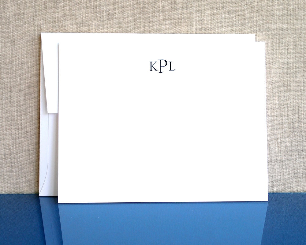 Monogrammed Personalized Stationery Cards / Personalized Stationary with Three Letter Monogram / Set of 12 Notecards