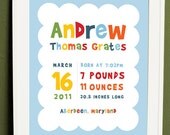 8 x 10 - Custom Birth Announcement Print - Playful wall art Il_170x135
