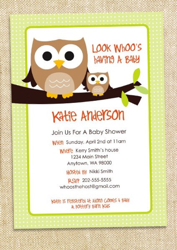 Owl Baby shower invitation - set of 12 Il_570xn